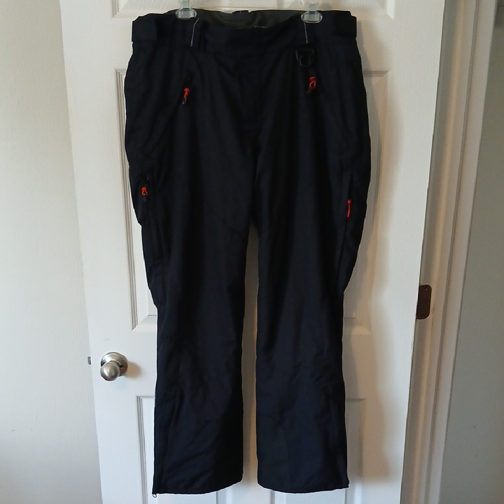 Marker Men's Black Snowmobile Pants, SIZE XL, YKK zippers, Velcro Adjust Waist
